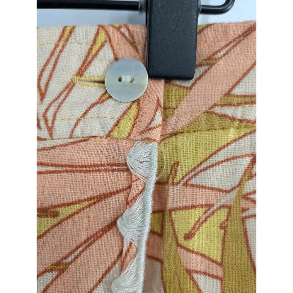 Tahari Womens 100%‎ Linen Flax Floral Midi Wrap Skirt sz M Multicolor Tropical